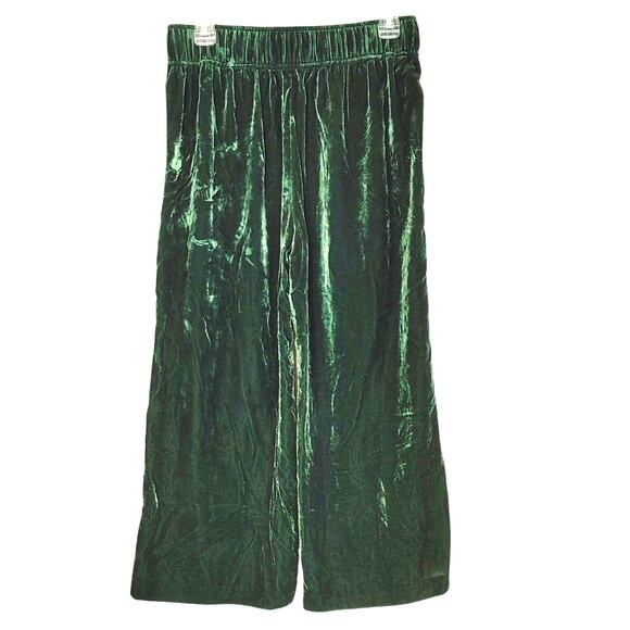 Madewell Velvet Huston Pull-On Wide Leg Crop Pants Elastic Waist Green Womens S - Picture 4 of 10